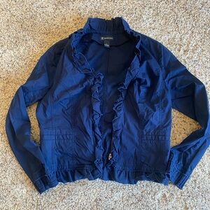 INC International Concepts Women's Blue Ruffled Blazer